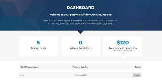 VEVSoftware Affiliate Dashboard