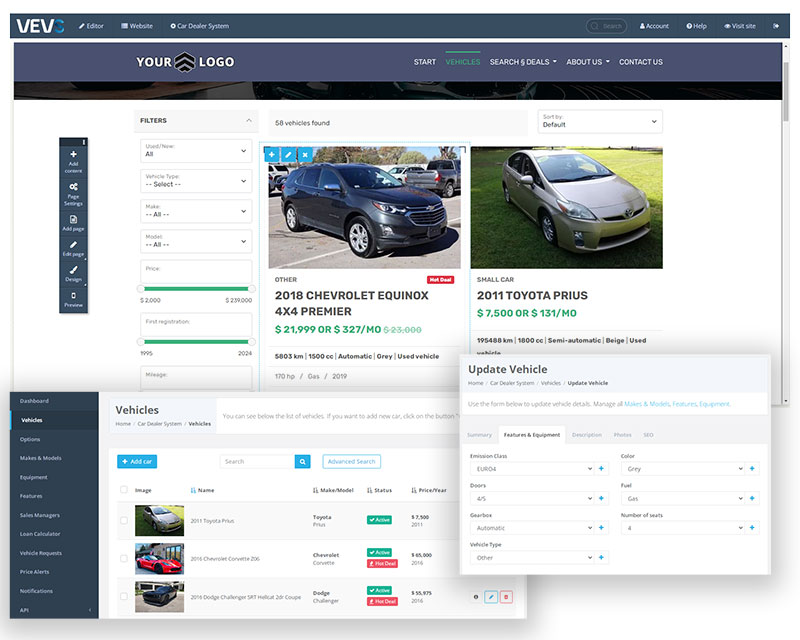 VEVSoftware Car Dealer Website Builder
