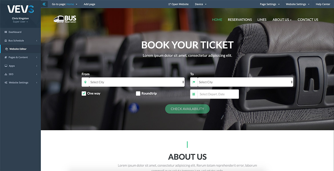 VEVSoftware CMS previous version