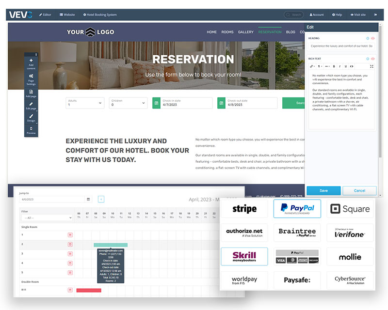 VEVSoftware Hotel Website Builder