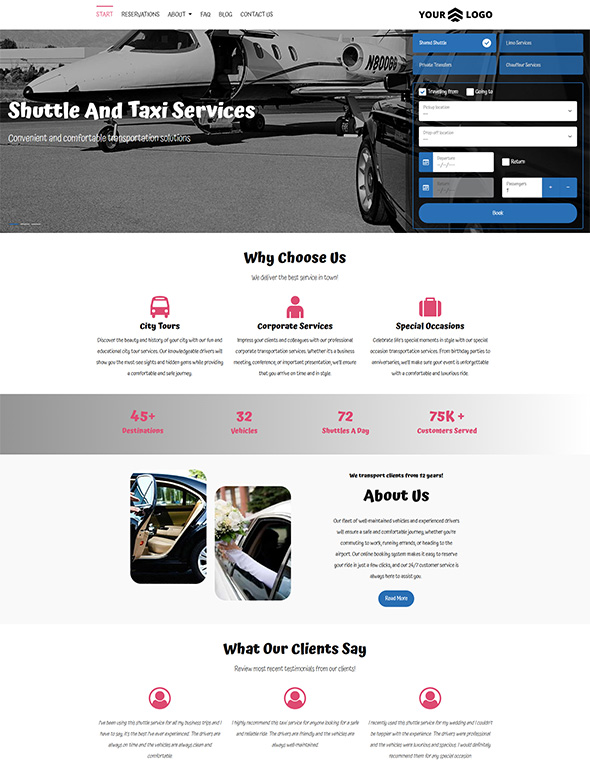 Shuttle Booking Software - Website Template #2