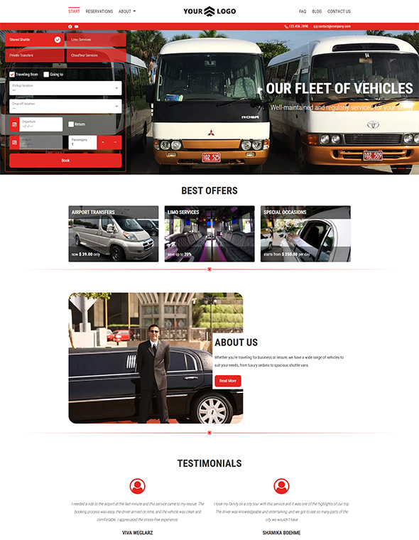 Shuttle Booking Software - Website Template #3