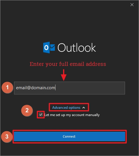 Email from VEVSoftware - Outlook 2016 configuration - step 3